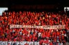 FILE - In this Saturday, Aug. 31, 2019 file photo, Nimes fans hold up a banner that reads 