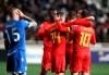 Belgium players celebrate a goal against Cyprus during the Euro 2020 group I qualifying soccer match between Cyprus and Belgium at the GSP stadium in Nicosia, Cyprus, Sunday, March 24, 2019. (AP Photo/Philippos Christou)