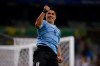 Uruguay's Luis Suarez celebrates scoring his side's third goal against Ecuador during a Copa America Group C soccer match at the Mineirao stadium in Belo Horizonte, Brazil, Sunday, June 16, 2019. (AP Photo/Eugenio Savio)