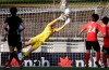 South Korea's goalkeeper Gaae Kang, center, makes a save against Argentina during their Cup of Nations soccer game in Sydney, Thursday, Feb. 28, 2019. (AP Photo/Rick Rycroft)
