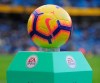 Match ball seen before the English Premier League soccer match between Manchester City and Crystal Palace at Etihad stadium in Manchester, England, Saturday, Dec. 22, 2018. (AP Photo/Rui Vieira)