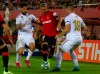 Real Madrid's Isco, left, Real Madrid's Luka Jovic, right, fight for the ball with Mallorca's Salva Sevilla during the Spanish La Liga soccer match between Mallorca and Real Madrid at the Iberostar Estadi in Palma de Mallorca, Spain, Saturday, Oct. 19, 2019. (AP Photo/Francisco Ubilla)