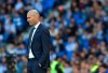 Real Madrid's head manager Zinedine Zidane stands on the touchline during the Spanish La Liga soccer match between Real Sociedad and Real Madrid, at Anoeta stadium, in San Sebastian, northern Spain, Sunday, May 12, 2019. (AP Photo/Alvaro Barrientos)