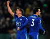Leicester's Marc Albrighton, left, and Leicester's Ben Chilwell celebrate their victory during the English Premier League soccer match between Leicester City and Manchester City at the King Power Stadium in Leicester, England, Wednesday, Dec. 26, 2018. (AP Photo/Rui Vieira)