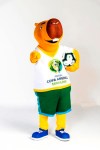 This 2019 handout photo released by Col Copa America Brasil 2019, shows the Copa Americas mascot in Rio de Janeiro, Brazil. Soccer fans will choose the name of the mascot of Copa America in Brazil this year. The organization of the tournament published on Friday two name suggestions for its capybara mascot; Capibi and Zizito. The vote will be open in Copa America's social media feeds until April 12. (Alexandre Loureiro-Copa America Brasil 2019 via AP)