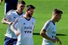 Argentina's Lionel Messi, center, warms up with teammates during a practice session of the national soccer team in Belo Horizonte, Brazil, Tuesday, June 18, 2019. Argentina will face Paraguay tomorrow in a Copa America Group B soccer match. (AP Photo/Eugenio Savio)