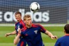 Russia's Pavel Pogrebnyak heads the ball during a training session of Russia at the Euro 2012 soccer championship in Sulejowek, Poland, Sunday, June 10, 2012. (AP Photo/Sergey Ponomarev)