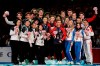 Members of the team, from left, Japan, U.S. and Russia pose with their medals for photographer during an award ceremony of the ISU World Team Trophy Figure Skating competition Saturday, April 13, 2019 in Fukuoka, southwestern Japan. (AP Photo/Toru Hanai)