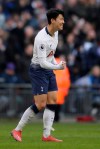 Tottenham's Son Heung-min, celebrates after scoring his side's opening goal during the English Premier League soccer match between Tottenham Hotspur and Newcastle at Wembley Stadium in London, Saturday, Feb. 2, 2019. (AP Photo/Tim Ireland)