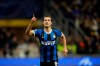 Inter Milan's Antonio Candreva celebrates after scoring his side's second goal during the Champions League, Group F soccer match between Inter Milan and Borussia Dortmund at the San Siro stadium in Milan, Italy, Wednesday, Oct. 23, 2019. (AP Photo/Luca Bruno)