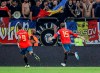 Spain's Sergio Ramos, right celebrates after scoring his side's first goal during the Euro 2020 group F qualifying soccer match between Romania and Spain, at the National Arena stadium in Bucharest, Romania, Thursday, Sept. 5, 2019. (AP Photo/Vadim Ghirda)