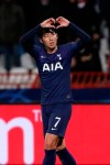 Tottenham's Son Heung-min, celebrates after scoring his side's second goal during the Champions League group B soccer match between Red Star and Tottenham, at the Rajko Mitic Stadium in Belgrade, Serbia, Wednesday, Nov. 6, 2019. (AP Photo/Darko Vojinovic)