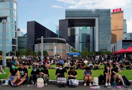 Vincent Yu / The Associated PressProtesters gather during a pro-democracy rally in Tamar Park, Hong Kong, on Tuesday, Sept. 3, 2019. Hong Kong leader Carrie Lam said Tuesday she has never tendered her resignation to China over the anti-government protests that have roiled the city for three months. (AP Photo/Vincent Yu)