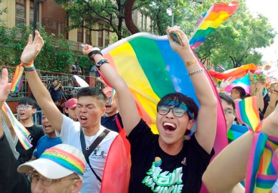 Chiang Ying-ying / The Associated PressSame-sex marriage supporters cheer outside the Legislative Yuan Friday, May 17, 2019, in Taipei, Taiwan after the legislature passed a law allowing same-sex marriage in a first for Asia. The vote Friday allows same-sex couples full legal marriage rights, including in areas such as taxes, insurance and child custody. (AP Photo/Chiang Ying-ying)