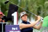 Hannah Green of Australia watches her tee shot on the first hole during the first round of the Taiwan Swinging Skirts LPGA at the Miramar Golf Country Club in New Taipei City, Taiwan, Thursday, Oct. 31, 2019. (AP Photo/Chiang Ying-ying)