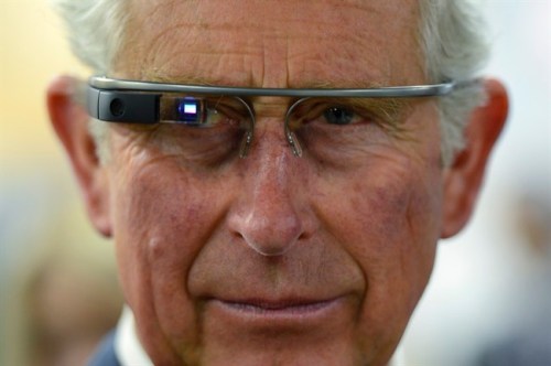 Prince Charles tries Google Glass in Winnipeg on Wednesday, May 21, 2014. THE CANADIAN PRESS/Paul Chiasson