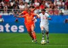 Canada's Christine Sinclair, right, controls the ball in front of Netherlands' Sherida Spitse during the Women's World Cup Group E soccer match between the Netherlands and Canada at Stade Auguste-Delaune in Reims, France, Thursday, June 20, 2019. (AP Photo/Francisco Seco)