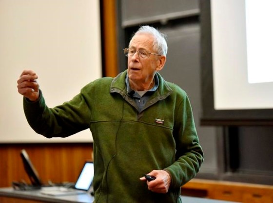 In this 2016 photo provided by Princeton University, James Peebles speaks at the 43rd annual Donald R. Hamilton Lecture, at the university in Princeton, N.J. Peebles was among three scientists who won the 2019 Nobel Prize in Physics on Tuesday, Oct. 8, 2019, for their work in understanding how the universe has evolved, and the Earth's place in it. The prize was given to Peebles