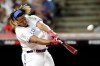Vladimir Guerrero Jr., Toronto Blue Jays, hits during the Major League Baseball Home Run Derby, Monday, July 8, 2019, in Cleveland. The MLB baseball All-Star Game will be played Tuesday. As Vladimir Guerrero Jr., put his impressive power on full display during Monday night's Home Run Derby, his Hall of Fame father was enjoying the show. THE CANADIAN PRESS/AP, Tony Dejak