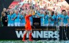Manchester City's Karen Bardsley lifts the trophy after her side won the the FA Women's Continental League Cup Final against Arsenal, at Bramall Lane in Sheffield, England, Saturday Feb. 23, 2019. (Richard Sellers/PA via AP)