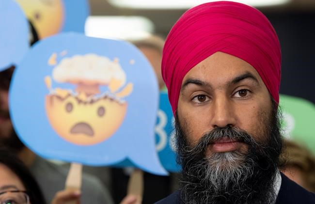 NDP Leader Jagmeet Singh responds to a question during a campaign stop in Toronto, Friday, September 13, 2019. THE CANADIAN PRESS/Adrian Wyld