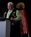 Truth and Reconciliation Commission Chair Justice Murray Sinclair speaks during the Grand entry ceremony during the second day of closing events for the Truth and Reconciliation Commission in Ottawa, Monday June 1, 2015. THE CANADIAN PRESS/Adrian Wyld