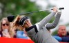 Brooke Henderson hits a tee shot on the 12th hole during the final round of the Meijer LPA Classic golf tournament, Sunday, June 16, 2019, in Grand Rapids, Mich. (AP Photo/Al Goldis)