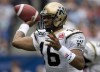 Darren Calabrese / The Canadian Press
Bombers quarterback Michael Bishop throws during first-half CFL action against the Argonauts in Toronto on Saturday. The Bombers beat the Argos 13-12.
