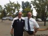 Love this shot sent to the Winnipeg Free Press by regular reader and diehard Bomber fan Matt Maruca. It was taken after the Labour Day game and features Bombers head coach Mike Kelly and lookalike Joe Blacker. Both will be at this Sunday’s Banjo Bowl, with Blacker again dressed like the Bomber boss.