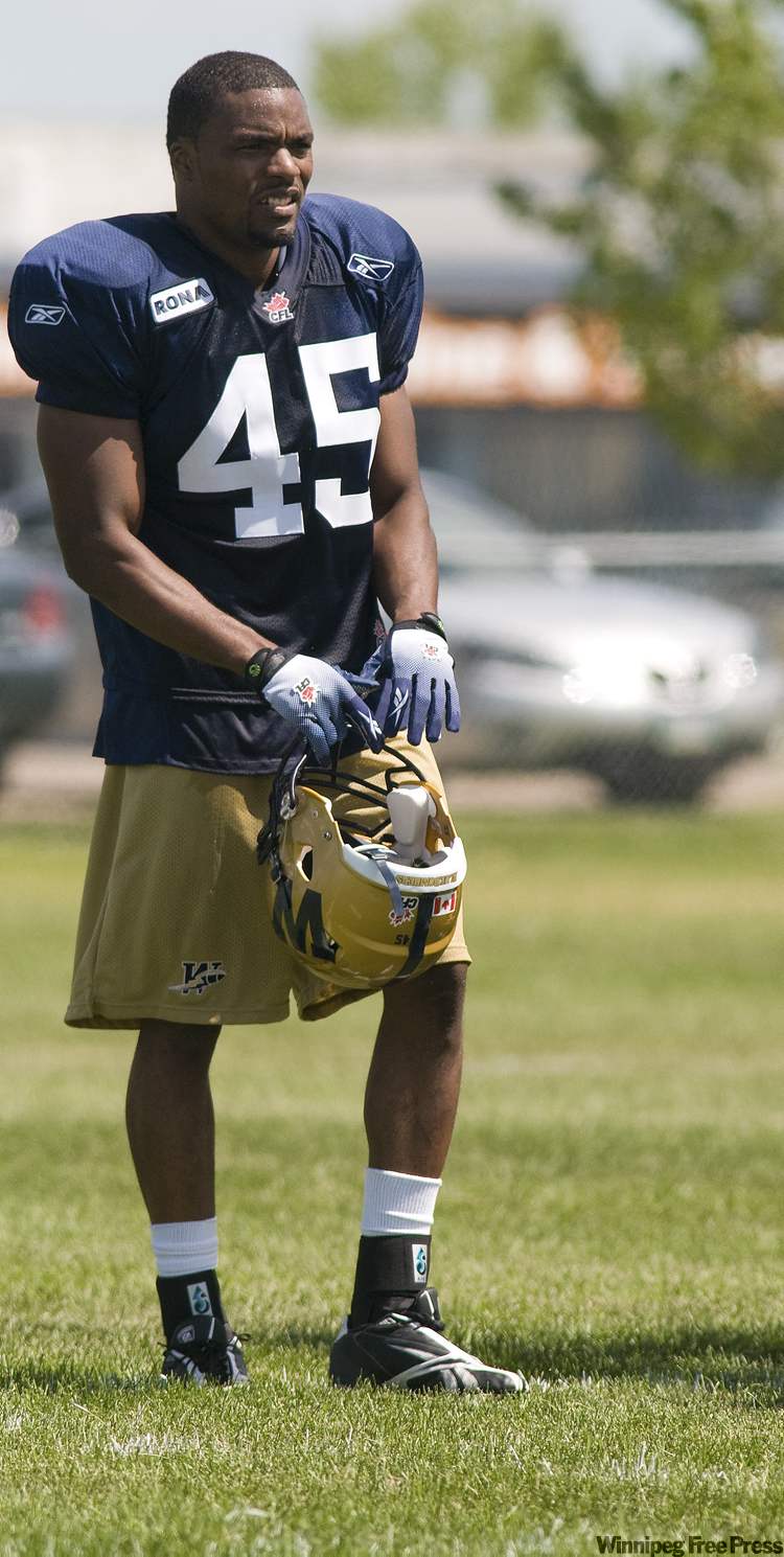 DAVID LIPNOWSKI / WINNIPEG FREE PRESS ARCHIVES
Winnipeg Blue Bombers Derrick Doggett at a recent practice.