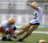 MIKE.DEAL@FREEPRESS.MB.CA
Winnipeg Blue Bombers' Louie Sakoda practices field goal kicks on his first day after Winnipeg Blue Bombers' Alexis Serna was let go this morning.