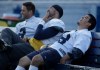 TREVOR HAGAN / WINNIPEG FREE PRESS
Mike Renaud (from left), Chris Cvetkovic and Alexis Serna feign boredom during a lax practice Monday afternoon at the Stadium. For the first time in a long time there were no controversies to contend with.
