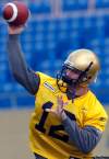 KEN GIGLIOTTI / WINNIPEG FREE PRESS
Zac Champion’s two seasons on the B.C. Lions’ roster in 2008 and 2009 and injuries to Bomber QBs earned him a look-see as the Blue backup Saturday.