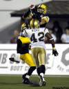 J.P. Moczulski/ The Canadian Press archives
Dava Stala catches a touchdown pass against the Bombers last Saturday.