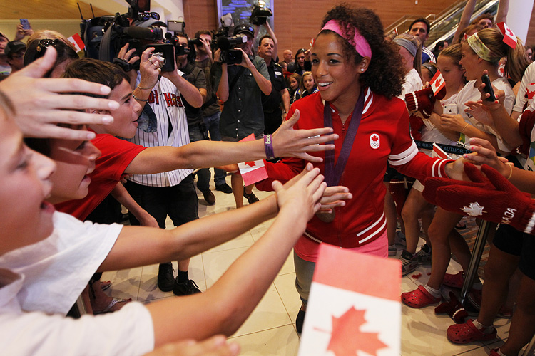 John Woods / Winnipeg Free Press
Soccer Olympian and bronze medalist Desiree Scott is welcomed home at Winnipeg Richardson International Airport Monday.