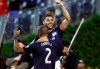 New England Revolution's Carles Gil, top, celebrates with teammate Andrew Farrell, below, after Gil scored during the second half of an MLS soccer match against the Vancouver Whitecaps, Wednesday, July 17, 2019, in Foxborough, Mass. The Revolution won 4-0. (AP Photo/Steven Senne)