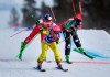 Germany's Heidi Zacher speeds down the track to win, in front of Marielle Thompson of Canada, right, and Fanny Smith of Switzerland, left, during the women's final FIS Freestyle Ski Cross World Cup event in Idre, Sweden, Saturday Jan. 19. 2019. (Pontus Lundahl / TT via AP)