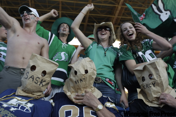 TREVOR HAGAN / WINNIPEG FREE PRESS
Sask. Have. Mercy. That says it all.