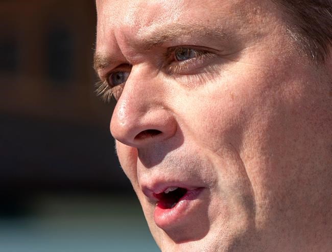 Federal Conservative leader Andrew Scheer speaks at a campaign event in Saint-Hyacinthe, Quebec on Thursday September 19, 2019. THE CANADIAN PRESS/Frank Gunn