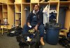 KEN GIGLIOTTI/WINNIPEG FREE PRESS
Blue Bomber Kevin Glenn packs up his locker after a team meeting marking the end of the disappointing season.