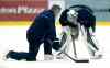 Trevor Hagan / Winnipeg Free Press
Winnipeg Jets' goaltending coach Wade Flaherty talks to goaltender Ondrej Pavelec (31) during practice at the MTS Iceplex Sunday.