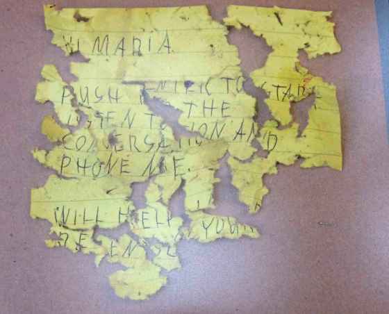 SUPPLIED                                                                                                                    Guido Amsel court exhibit photos.Photo shows handwriting that an FBI analyst was asked to examine after three explosive packages were mailed within Winnipeg in July 2015.