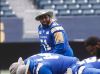 Winnipeg Blue Bombers Jermarcus Hardrick (51) at practice Thursday morning at Investors Group Field in preparation for Friday's game against Montreal. (Mike Deal / Winnipeg Free Press)