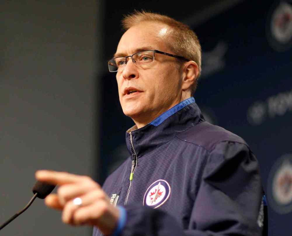 Trevor Hagan / Winnipeg Free Press
Winnipeg Jets' head coach Paul Maurice speaks to the media on locker cleanup day at MTS Centre in Winnipeg Sunday.