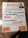 Submitted 
The pamphlet, under the letterhead of NDP incumbent candidate Pat Martin (Winnipeg Centre), was found in at least two locations.