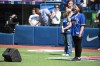 Kiya Bruno sings the Canadian national anthem before first inning MLB baseball action between the Toronto Blue Jays and the Kansas City Royals, in Toronto, Saturday, June 29, 2019. THE CANADIAN PRESS/Jon Blacker