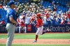 Toronto Blue Jays' Freddy Galvis rounds the bases after hitting a solo home run off Kansas City Royals' Glenn Sparkman during third inning MLB baseball action in Toronto on Monday, July 1, 2019. THE CANADIAN PRESS/Jon Blacker