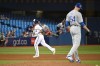 Toronto Blue Jays' Randal Grichuk rounds the bases after hitting his eighth inning solo home run off Kansas City Royals pitcher Tim HIll during AL baseball game action on Friday June 28, 2019 in Toronto. THE CANADIAN PRESS/Jon Blacker