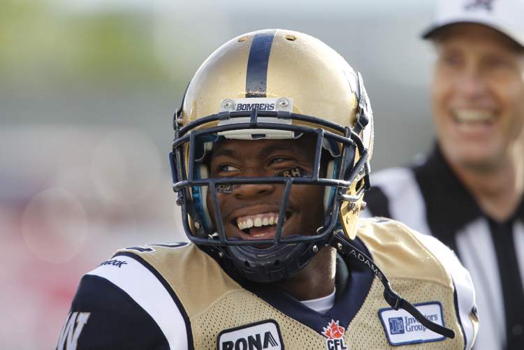 Trevor Hagan / Winnipeg Free Press
Jovon Johnson was all smiles after a first-quarter punt return.