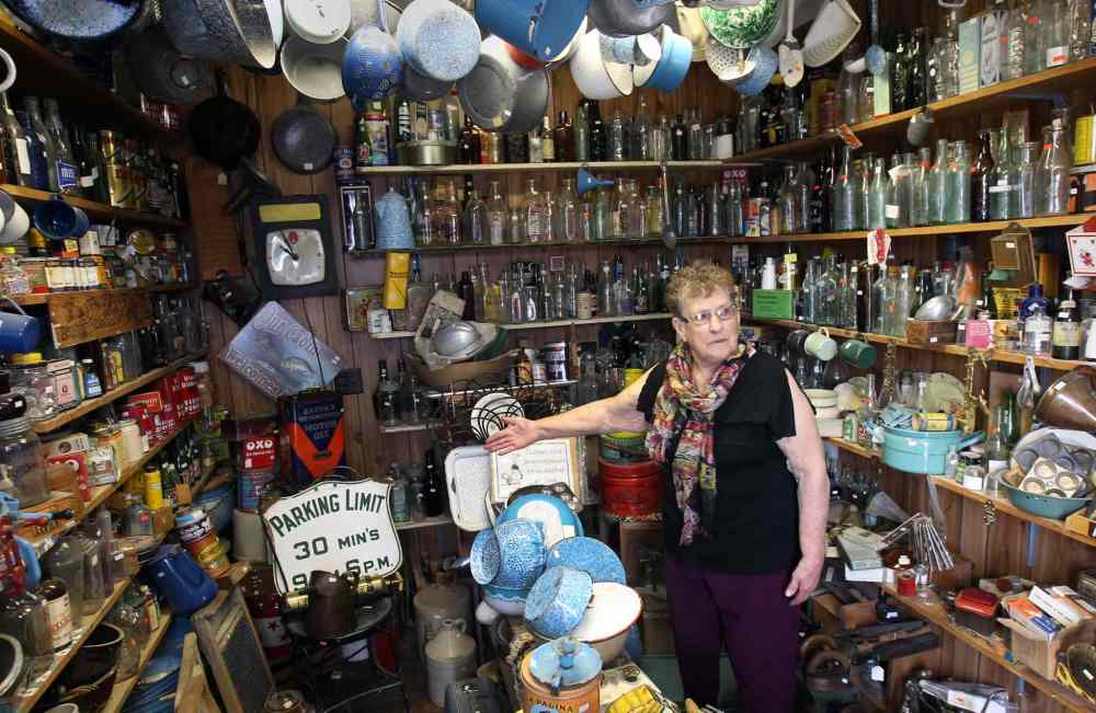 (JOE BRYKSA / WINNIPEG FREE PRESS)
Vivian Proden inside her store to preparing for upcoming sale. owns Junk for Joy just East of Portage La Prairie, Manitoba on Hyw. #1 - Vivian, 84, is retiring after 34 years in the junk business and is having a 50% off sale starting this Friday.